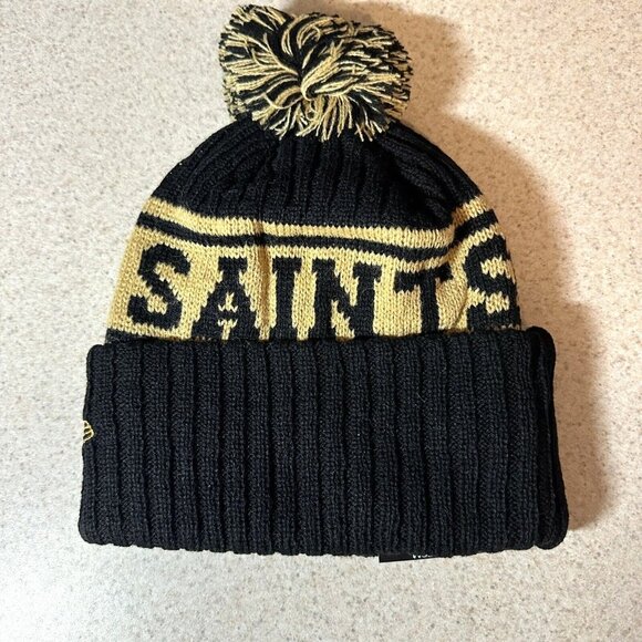 New Era New Orleans Saints NFL Winter Knit Hat Cap Beanie Fleece Lined NEW - Picture 2 of 8
